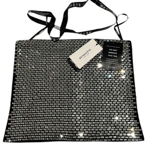 NWT Retrofête Valery Top Black Crystal Embellished Square Neck M